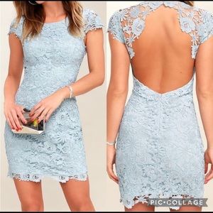 Lulus Romance Language Light Blue Lace Dress
